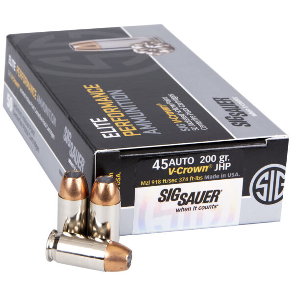 1207898_1 Sig Sauer Elite V-Crown Performance Pistol Ammo 45 ACP 200 gr. JHP 50 rd.