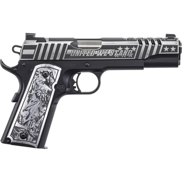 1208016_1 Auto-Ordnance United We Stand Custom 1911 Pistol 45 ACP 5 in. Black and Silver 7 rd. Night Sights