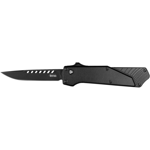 1210942_1 Southern Grind Arachnid OTF Knife 3.2 in Drop Point Black w/Black