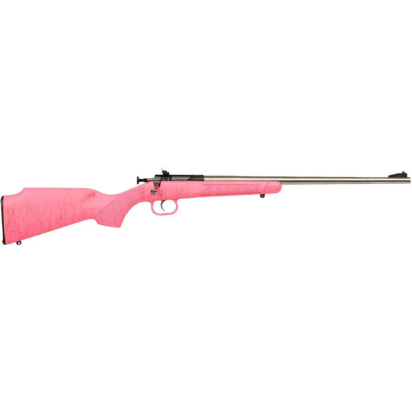 1213862_1 Keystone Crickett Rifle 22 LR Stainless/Pink Syn w/Gold Web Stock