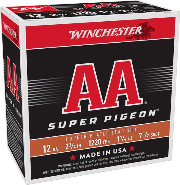 121850 Winchester AA Super Pigeon 12ga 2-3/4″ #7.5 25ct