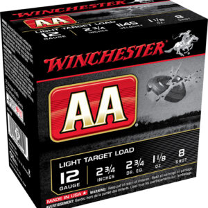 Winchester AA Light Target 12 Gauge 2-3/4″ #8 1-1/8 oz 100rd