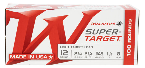 121868 Winchester Super-Target 12 Gauge 2.75″ 1-1/8 oz #8 100rd