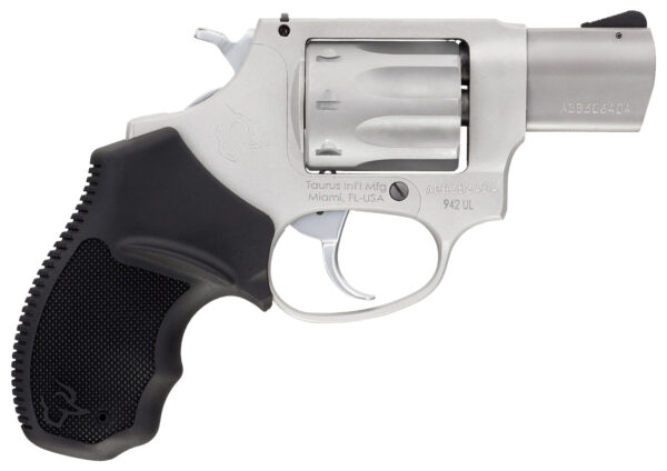 Taurus 2942039UL 942 Ultra-Lite 22 LR 8rd 3″ Matte Stainless Finish Barrel, Matte Stainless Finish Cylinder, Stainless Anodized Finish Aluminum Frame & Finger Grooved Black Polymer Grip