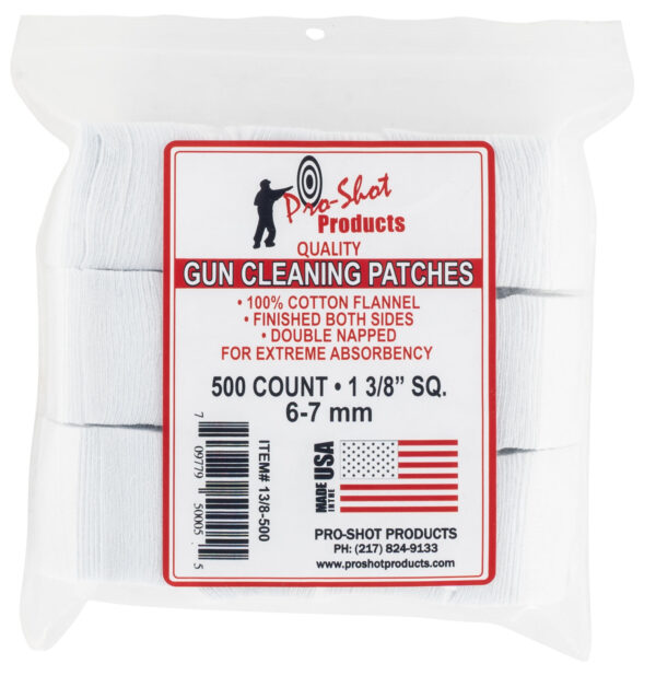 PRO-SHOT 1.38in Cotton Cleaning Patches 6mm-7mm 500ct
