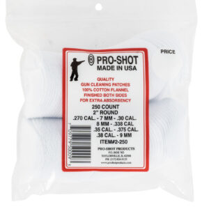 PRO-SHOT 2in Cotton Flannel Patches .270-.38 Cal 250ct