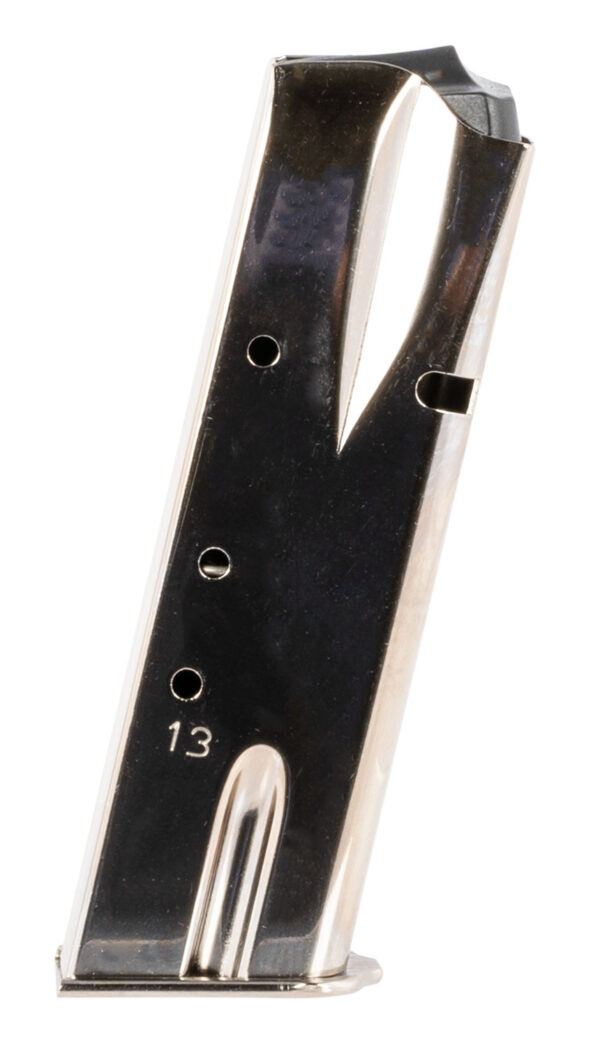123071 Mec-Gar MGBRHP13N Standard 13rd 9mm Luger, Fits Browning Hi-Power/Springfield SA-35 Nickel Carbon Steel