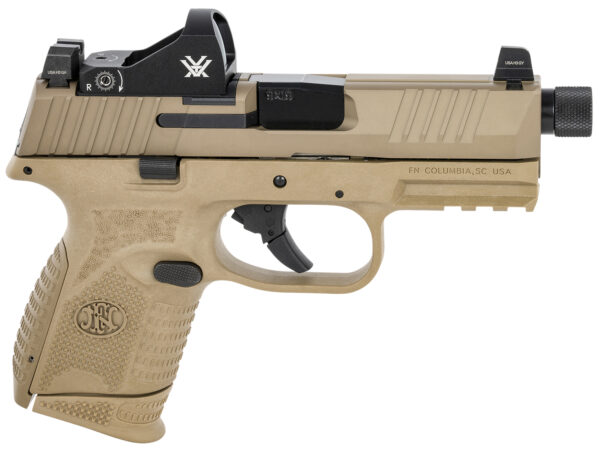 FN 66100797 509 Compact Tactical 9mm Luger 4.32″ Threaded Barrel, 12+1/24+1, FDE Polymer Frame w/Mounting Rail, Optic Cut FDE Stainless Steel Slide, Includes Viper Red Dot