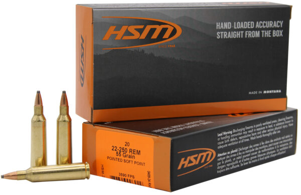 HSM 222504N Varmint 22-250 Rem 55 gr Soft Point, 20/Box