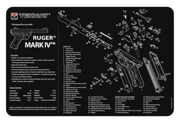 TekMat Ruger Mark IV 11×17 Cleaning Mat