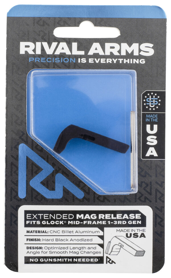124544 Rival Arms RA72G001A Magazine Release Compatible w/Glock Gen3 (Except 21SF) Extended, Black Anodized Aluminum