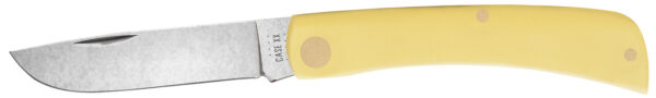 Case 00032 Sod Buster Jr.  2.80″ Folding Skinner Plain Tumble Polish Chrome Vanadium Steel Blade/Yellow Synthetic Handle