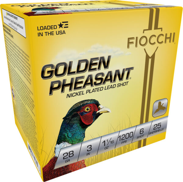 Fiocchi Golden Pheasant 28ga 3″ #6 25rd Nickel-Plated