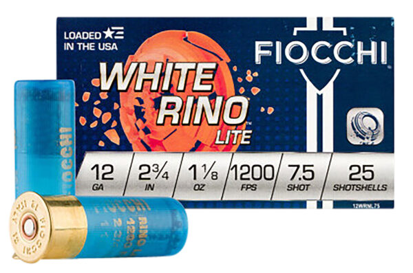 129261 Fiocchi White Rino Lite 12 Gauge 2.75″ 1-1/8 oz #7.5 25ct
