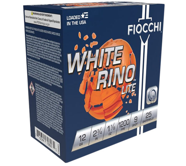 Fiocchi White Rino Lite 12 GA 2-3/4″ 1-1/8oz #9 25ct