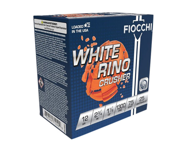 129264 Fiocchi White Rino Crusher 12ga 2-3/4″ 1-1/8oz #7.5 25/Box