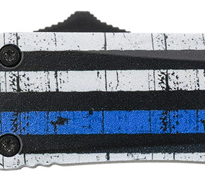 Templar Knife SBTB231 Gen II Back The Blue Small 2.69″ OTF Tanto Plain Black Oxide Stonewashed 440C SS Blade, 4.31″ Black & White w/Blue Line Aluminum Handle, Glass Breaker