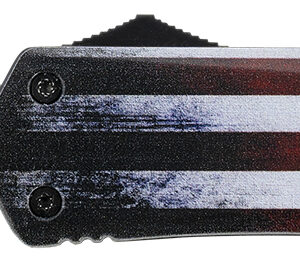 Templar Knife LUS331 Gen II US Flag Large 3.50″ OTF Drop Point Plain Black Oxide Stonewashed 440C SS Blade, 5.25″ US Flag Aluminum Handle, Glass Breaker