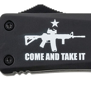 Templar Knife LAR15431 Gen II Come And Take It Large 3.50″ OTF Dagger Part Serrated Black Oxide Stonewashed 440C SS Blade, 5.25″ Black w/ “Come And Take It” AR-15 Gun Aluminum Handle, Glass Breaker