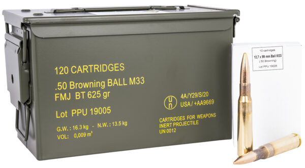 PPU Rangemaster .50 BMG 625gr FMJ 120rd Metal Can