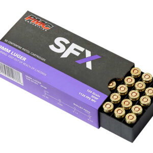 PMC SFX 9mm Luger 124 gr JHP 50rd Box, 1201 fps