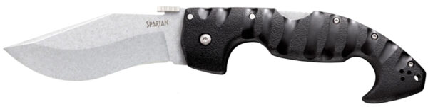 Cold Steel CS21ST Spartan  4.50″ Folding Plain Stone Washed Japanese AUS-10A SS Blade/Black Griv-Ex w/Steel Liners Handle Includes Pocket Clip