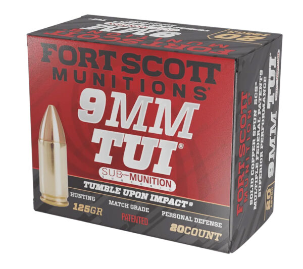 133838 Fort Scott Munitions 9MM125SCVSS Tumble Upon Impact (TUI) 9mmLuger Subsonic 125gr Solid Copper Spun 20 Per Box/25 Case