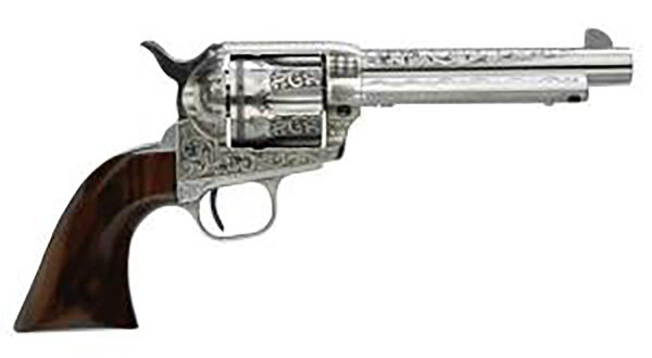 134580 Taylors and Company 1873 Cattleman 45 Colt 4.75″ White Engraved