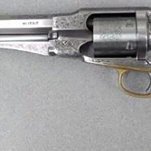 Taylors & Company 550763 1858 Remington Conversion 45 Colt (LC) Caliber with 8″ Barrel, 6rd Capacity Cylinder, Overall Nickel-Plated Engraved Finish Steel & 2-Piece Ivory Grip