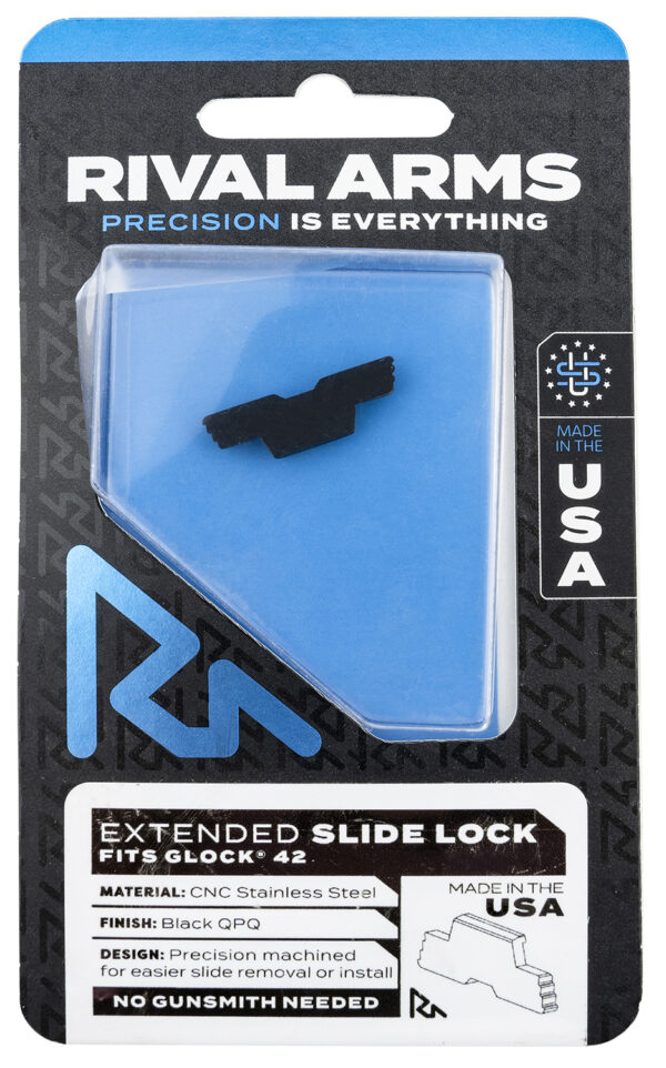 Rival Arms Extended Slide Lock for Glock 42 — Stainless Steel