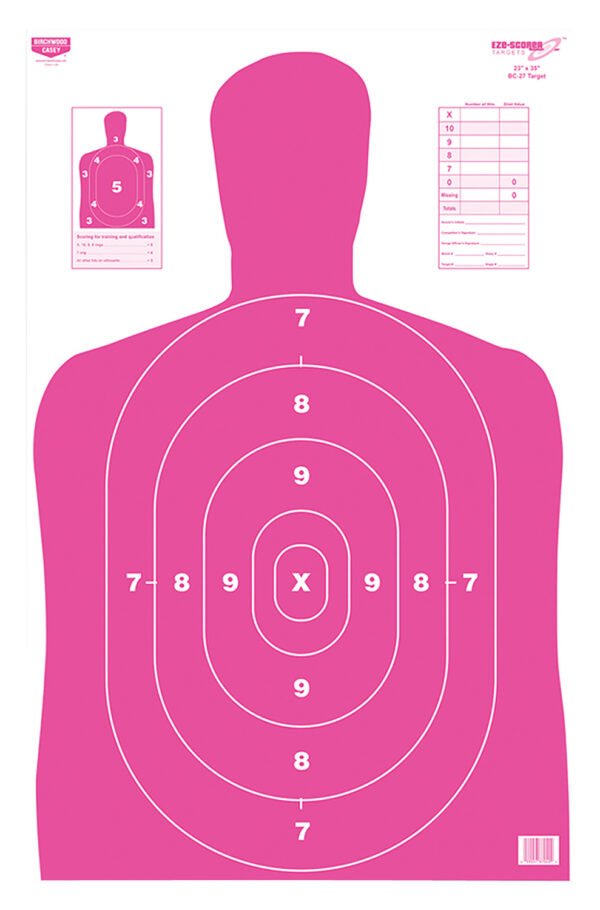136584 Birchwood Casey EZE-Scorer BC-27 Targets 100-Pack Pink