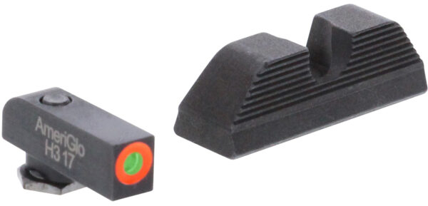 136706 AmeriGlo GL5353 Protector Sight Set for Glock Green Tritium Orange Outline Front Sight-Black Serrated Rear Sight