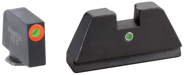 136717 AmeriGlo GL291 Optic Compatible Sight Set for Glock XL Tall Green Tritium Orange Outline Front Sight-Green Tritium Rear Sight