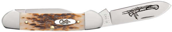 137079 Case Canoe Amber Bone Peach Seed Jig Pocket Knife