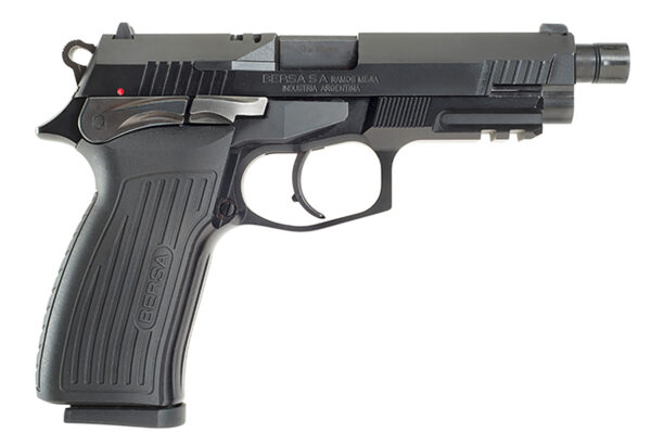 Bersa TPR9MX TPRX  Full Size Frame 9mm Luger 17+1, 4.25″ Black Steel Threaded Barrel, Matte Black Serrated Steel Slide & Aluminum Frame w/Picatinny Rail, Ambidextrous