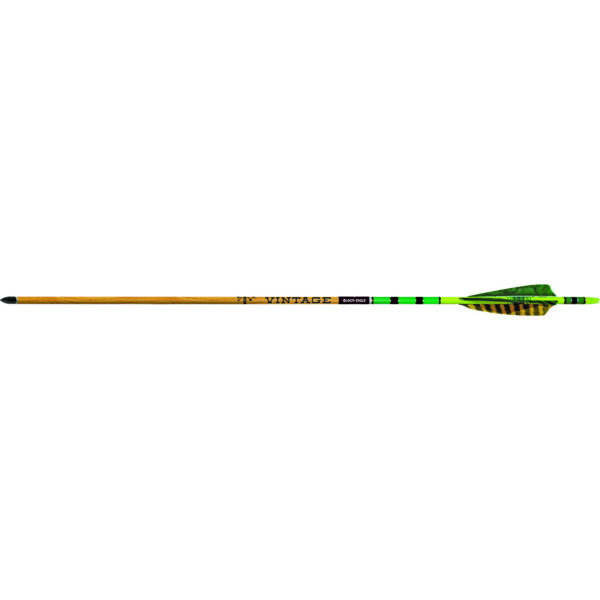 1404213_1 Black Eagle Vintage Traditional Arrows .005 350 Green/Yellow Feathers 6 pk.