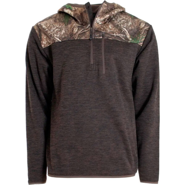 1409608_1 Habit Men’s 1/4 Zip Hooded Fleece Pullover M-Realtree APX / Turkish Coffee