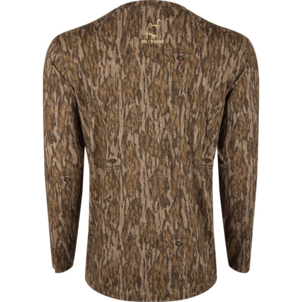 Drake Ol’ Tom Performance Crew Camo Print LS MO Bottomland Large