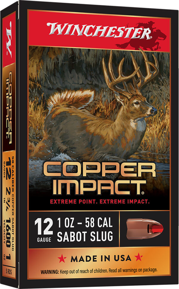 142258 Winchester Copper Impact 12ga 2.75in 1 oz Sabot Slug, 5rd Box