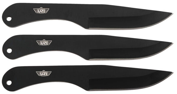 142316 Uzi Accessories UZKTRW004 Throwing Knives IV Three, 8.25″ Plain Black Stainless Steel