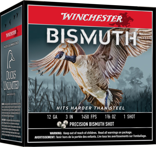 142832 Winchester Ammo SWB1231 Bismuth 12Gauge 3″ 1 3/8oz Tin Plated Bismuth 1Shot 25 Per Box/10 Case