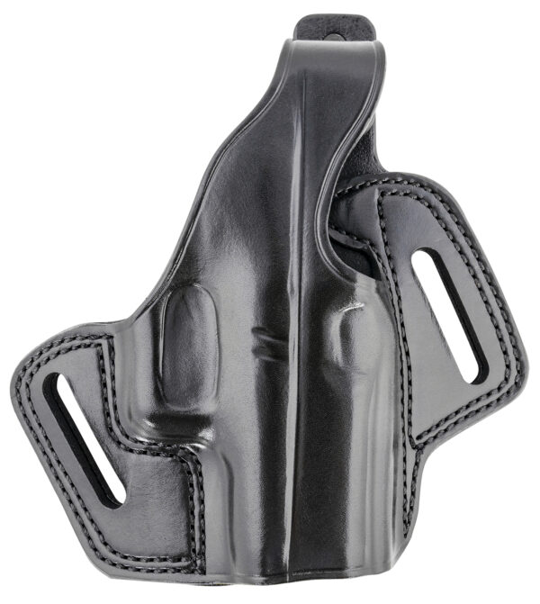 Galco FL800RB Fletch  OWB Black Leather Belt Slide Compatible w/Glock 43/43X, Springfield  Hellcat Belt Up to 1.75″ Wide Right Hand