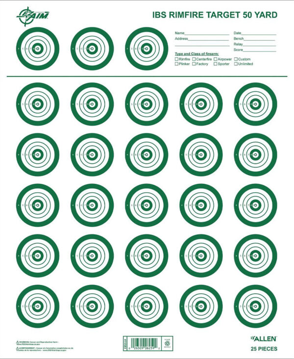 Allen EZ-Aim IBS Rimfire Target 25 Pack 14″x17″