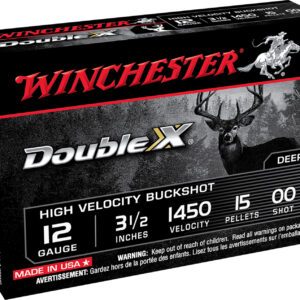 Winchester Ammo SB12L00 Double X High Velocity 12Gauge 3.50″ 15Pellets 00Buck Shot 5 Per Box/50 Case