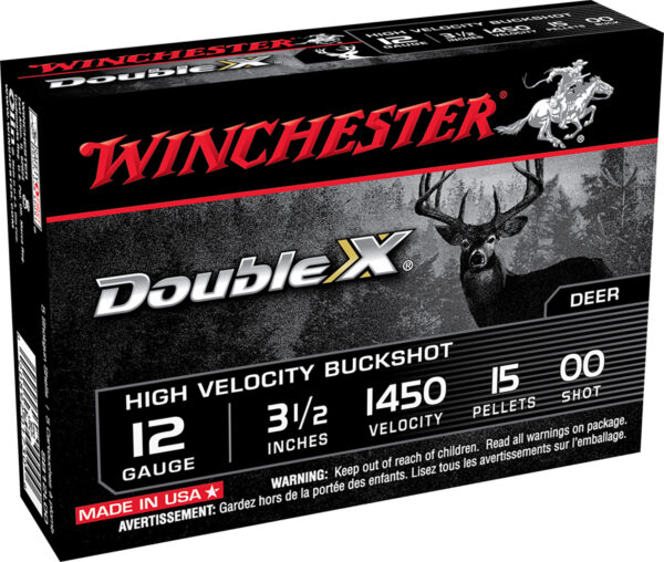 14363 Winchester Ammo SB12L00 Double X High Velocity 12Gauge 3.50″ 15Pellets 00Buck Shot 5 Per Box/50 Case