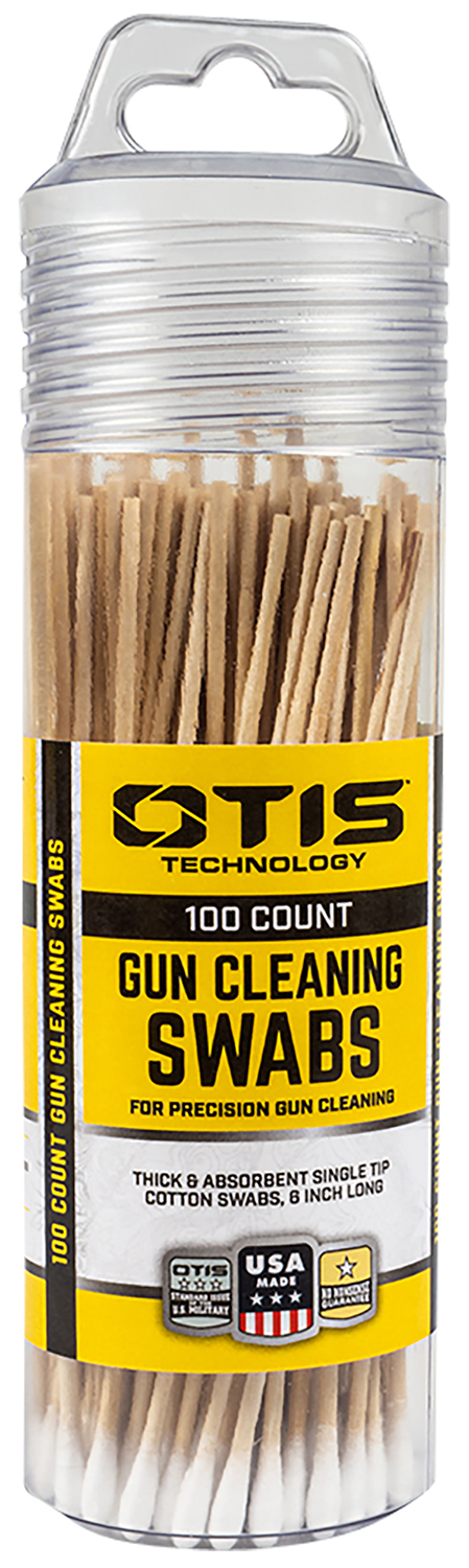 143983 Otis FG241100 Gun Cleaning Swabs Cotton/Wood 6″ Long 100 Includes Reusable Storage Tube