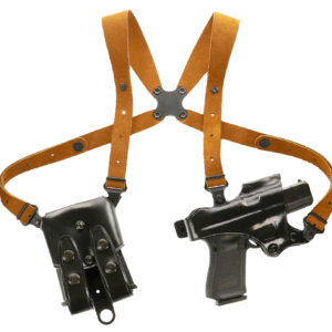 Galco JR224B Jackass Rig Shoulder System Size Fits Chest Up To 56″ Black Leather Harness Compatible w/ Glock 19X/19 Gen1-5/Glock 23 Gen2-5 Right Hand