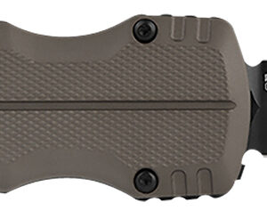 SOG Pentagon OTF Knife — FDE Aluminum Handle, Black TiNi Blade