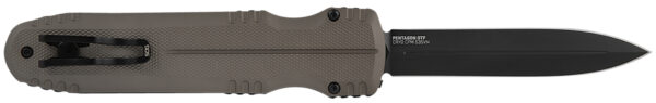 144961 SOG Pentagon OTF Knife — FDE Aluminum Handle, Black TiNi Blade
