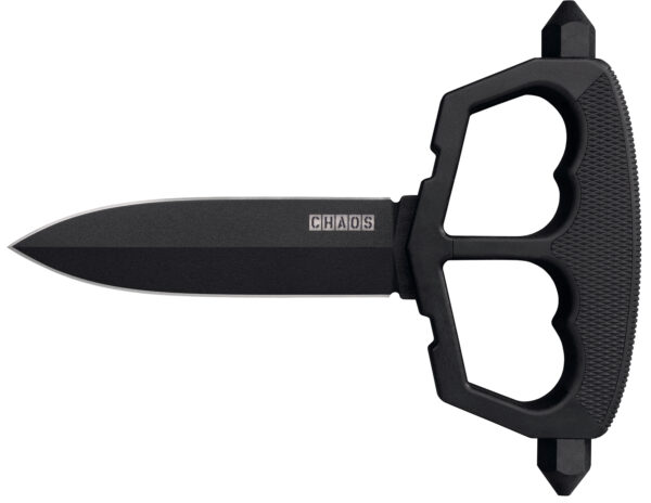 145359 Cold Steel CS80NT3 Chaos Push Knife 5″ Fixed Plain Black Matte Powder Coat SK-5 Steel Blade/ Black w/D-Guard Handle Griv-Ex w/Overmold Kray-Ex Handle Includes Belt Loop/Sheath